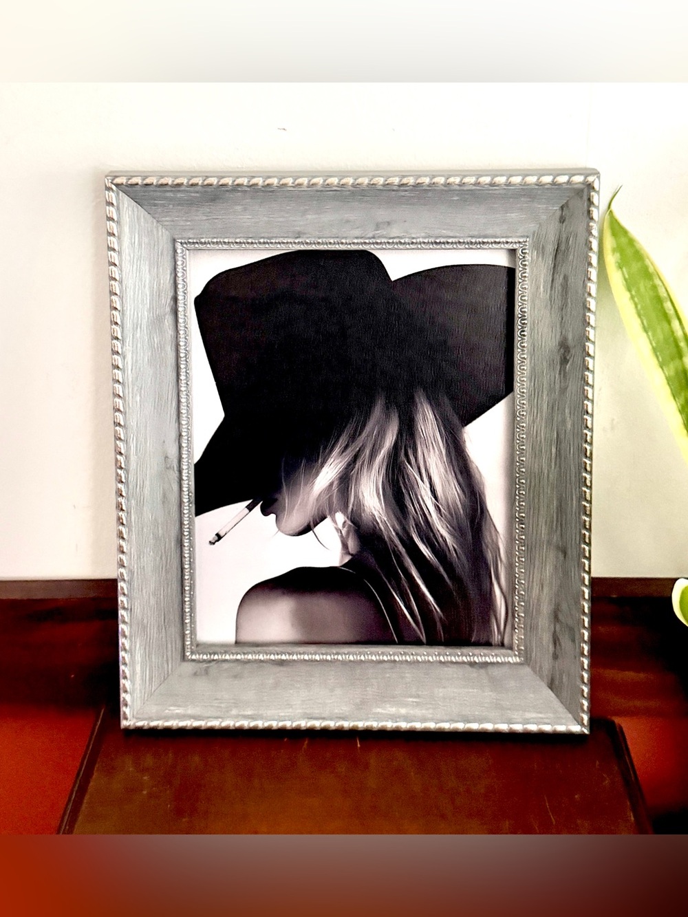 Cowgirl Smoking a Cigarette Sexy Woman Cowboy Hat Canvas Print Framed Wall Art